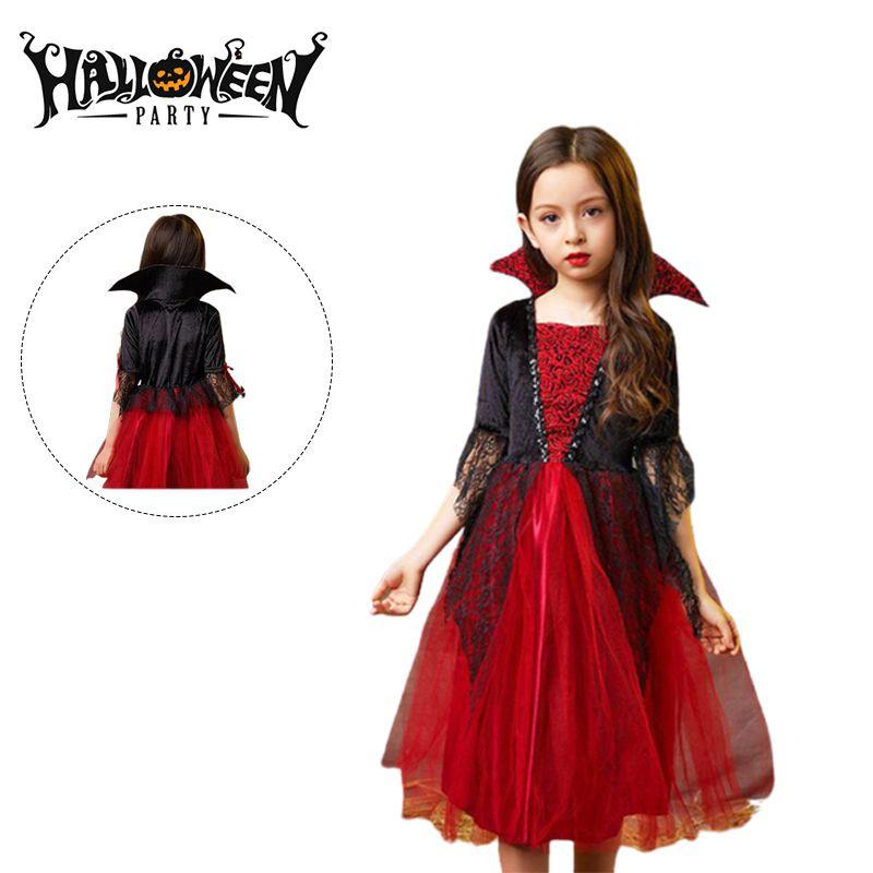 Kinder Halloween Böser Vampir Cosplay Kostüm Roter Tüllrock Kostümparty
