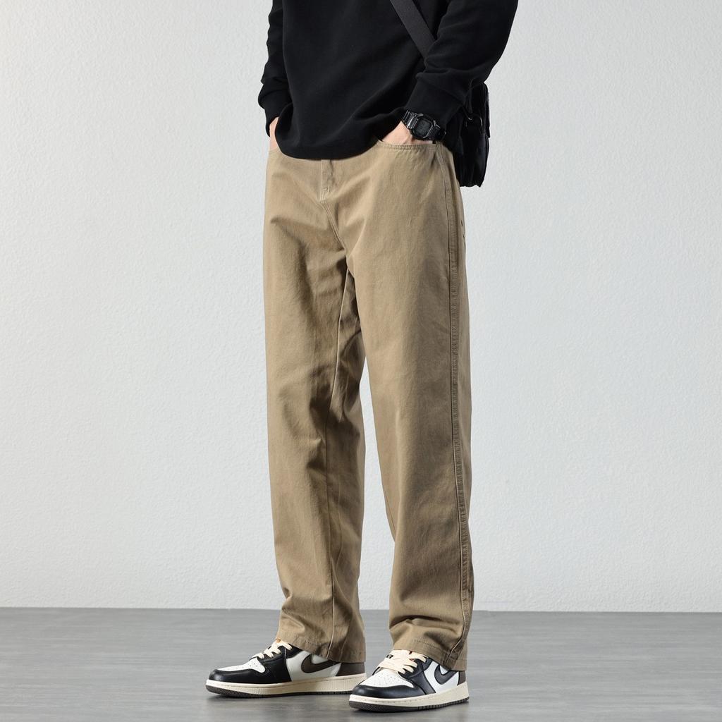 Autumn New Black Velvet Thickened Versatile Casual Pants Men's Loose Straight Trendy Brand Wide-leg Men's Pants Tide
