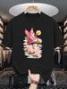 East Asian Art Print Unisexs Crew Neck T Shirt Red Crane Lotus Moon Retro Graphic Short Sleeve Casual Cotton Aesthetic Street Tees
