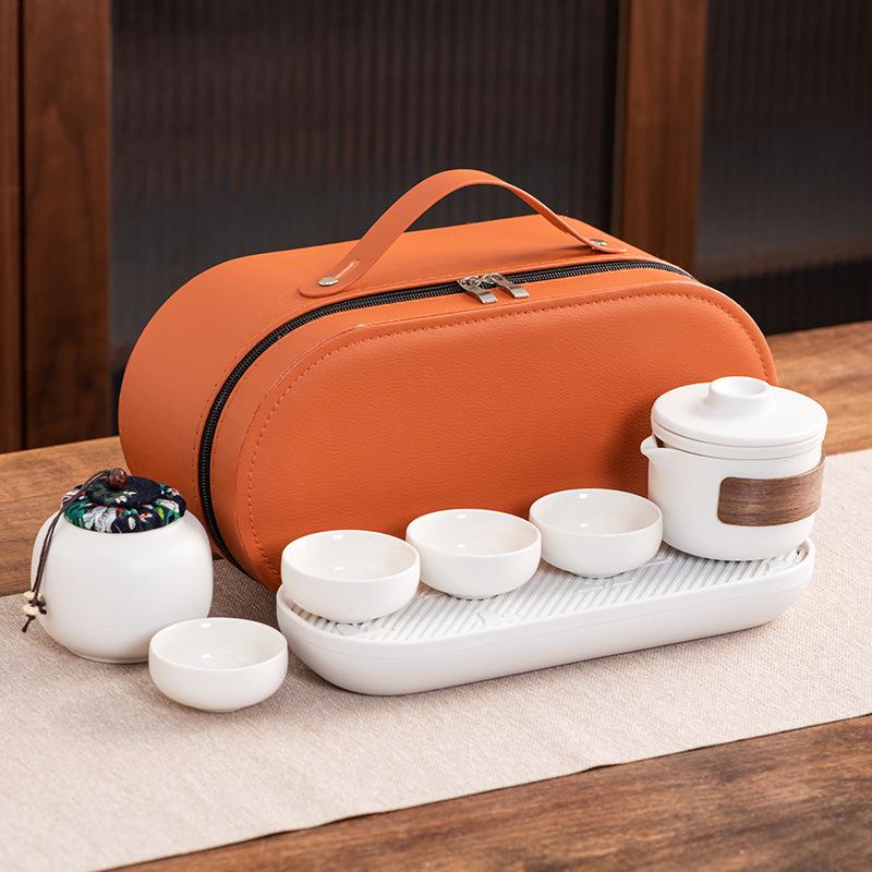 Travel tea set Ceramic express cup Portable one pot two cups Company business gifts Holiday souvenirs