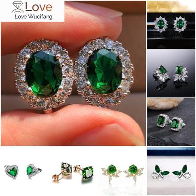 Brincos de Argola Femininos Exquisitos para Festa Zircônia Verde Brilhante Acessórios Estéticos para Mulheres Joias Delicadas da Moda