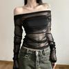 European and American Style Summer New Women's Clothing Solid Color Slim Street Fashion One-word Collar Backless Long-sleeved T-shirt