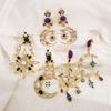 Medieval Style Dangle Earring Handmade Crystal Earrings Retro Sun&Moon Earrings  Birthday Gift