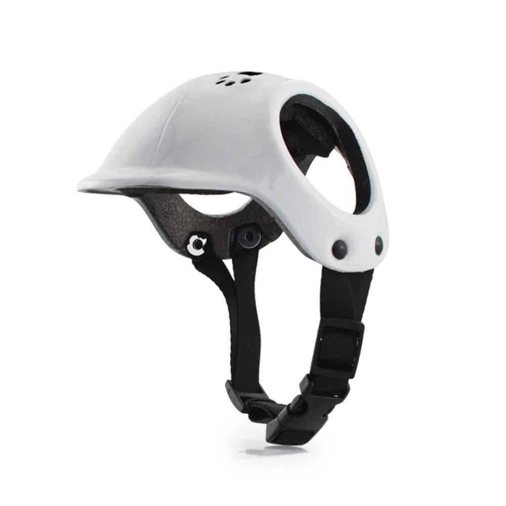 

With Ear Holes Pet Motorcycle Headgear Solid Color Pet Locomotive Helmet Puppy Safety Helmet Cat White / S