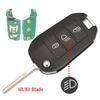 Jingyuqin Flip Remote Car Key 433MHz 4A HITAG AES Chip For Peugeot Expert 308 3008 2016+ Citroen C4 Cactus 2014- HU83 3 Buttons