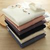 Women's Warm Autumn/Winter Velvet Shirt with Artistic Rabbit & Radish Embroidery