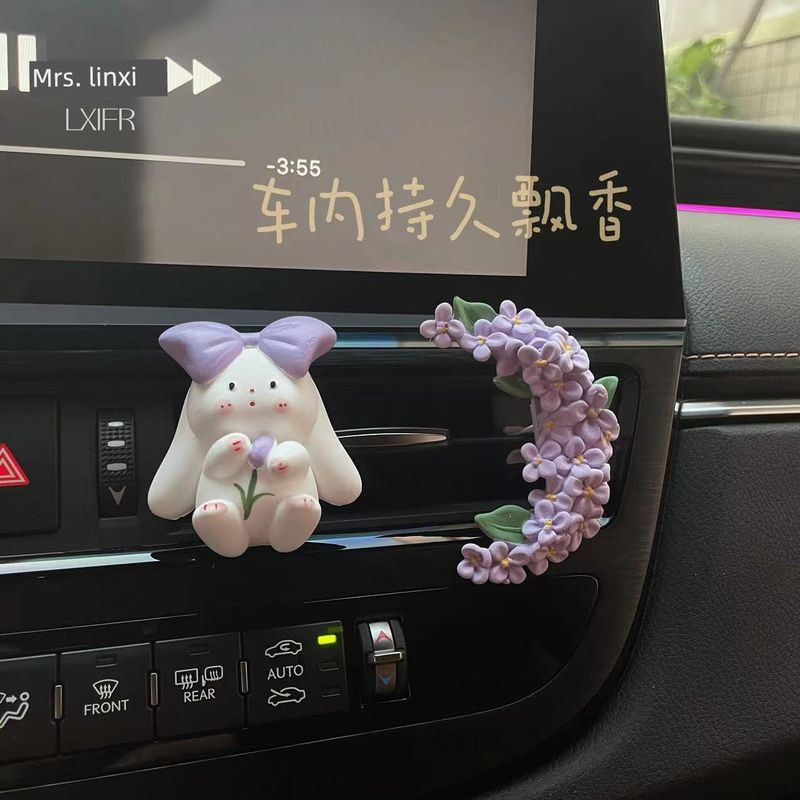 Tulip Car Air Freshener Bunny Ornament Car Vent Decoration Perfume Diffuser Stone Car Interior Fragrance