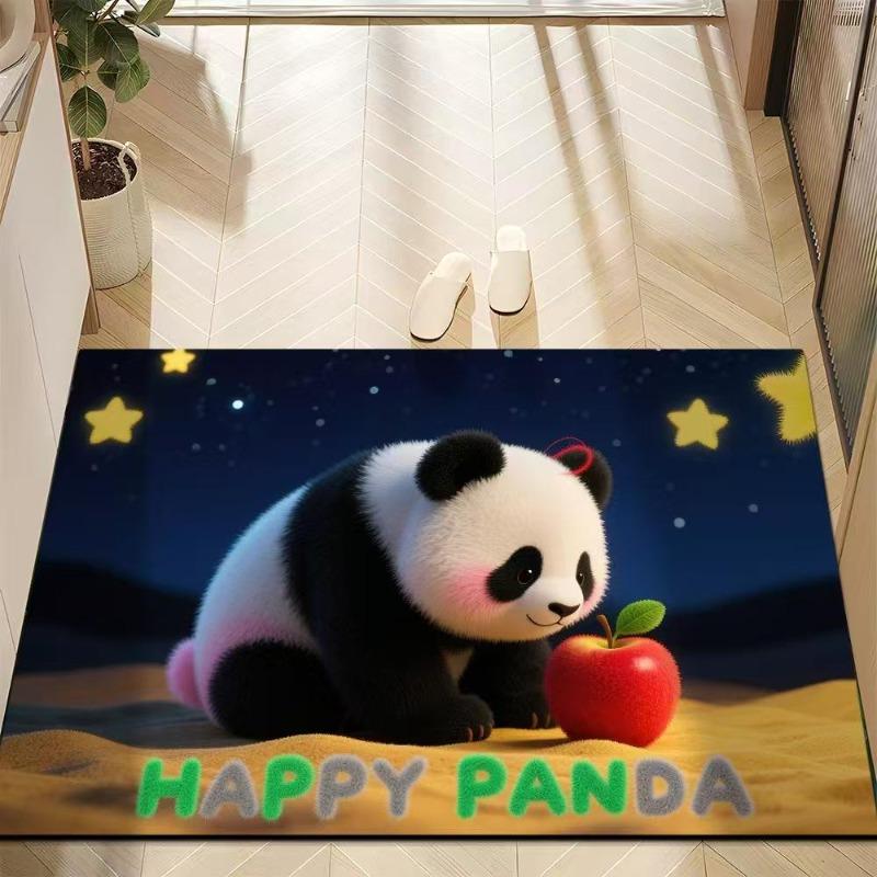Cute Panda Diatomite Bath Mat - Super Absorbent Fast Dry Door Mat Anti-Slip Waterproof Floor Mat for Bathroom Kitchen Laundry Room