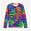 Mænd Regnbue Psykedelisk Bølge Grafisk Langærmet T-shirt 3D Print Farverig Trippy Abstrakt Rund Hals T-shirt Afslappet Fest Gade Top