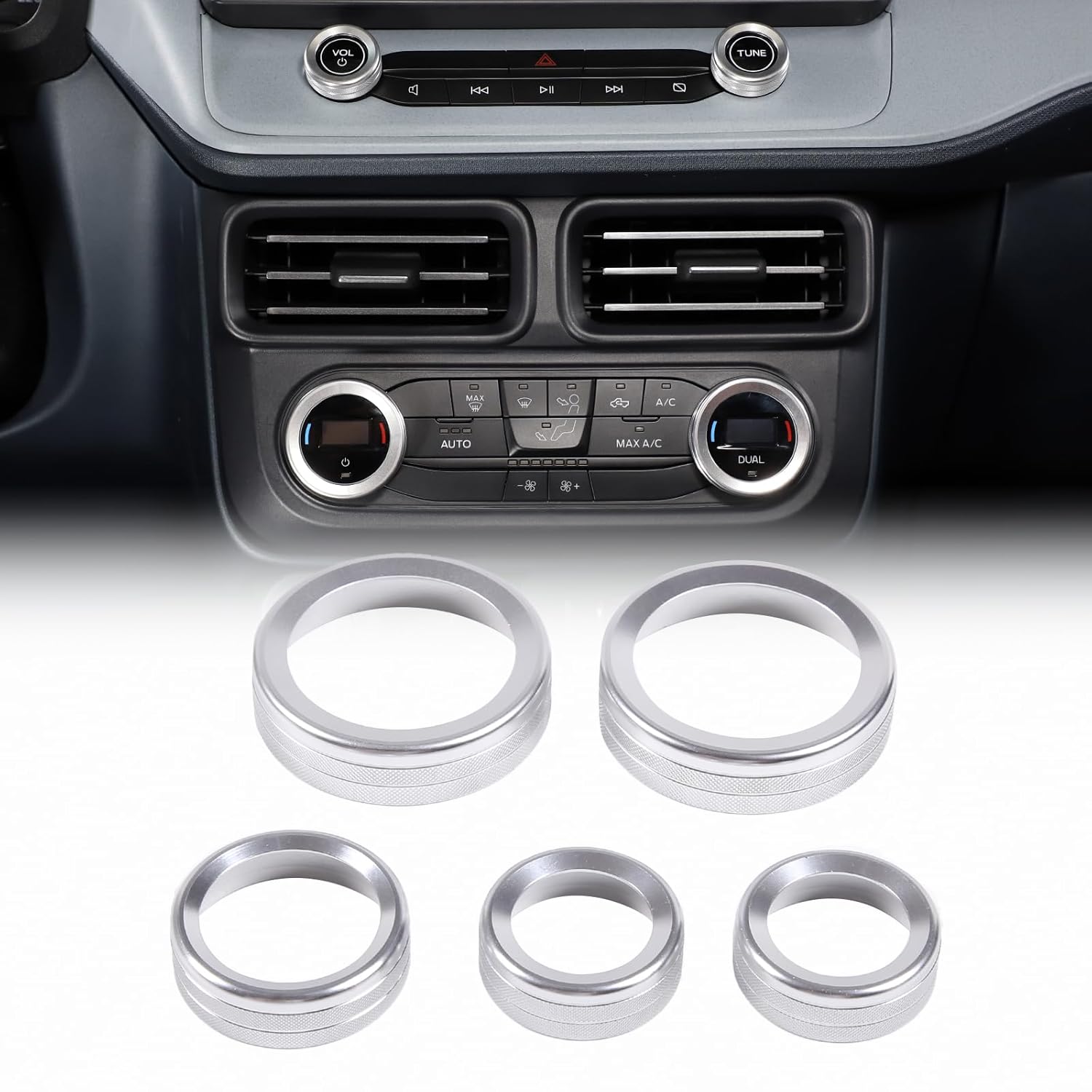 

CHEAYAR Крышка ручки переключателя переменного тока из алюминиевого сплава, подходит для Ford Maverick 2022, 5 шт., Поворотное ручное сенсорное управление, Красный серебряный