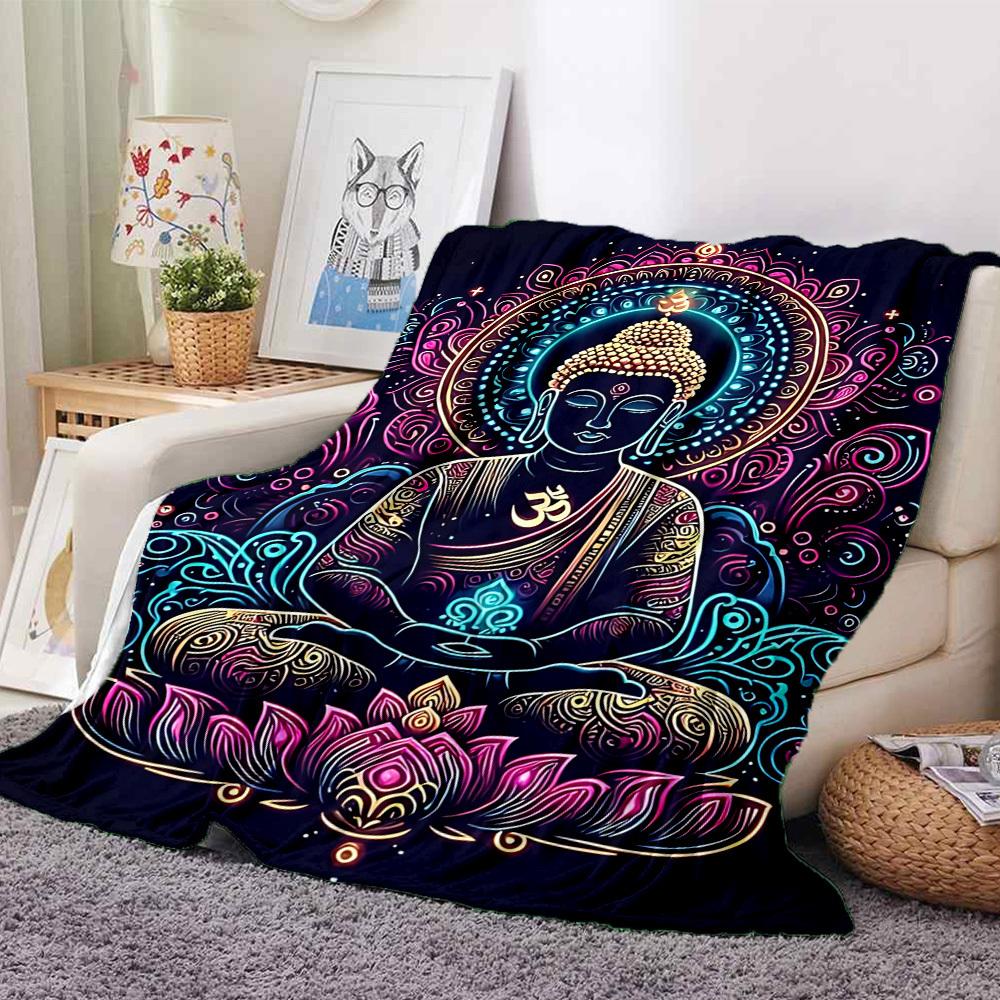 1PC Buddha Statue Print Blanket, Soft Throw Blanket - Warm & Cozy for Couch, Bed, Office, and Travel Yy250912212