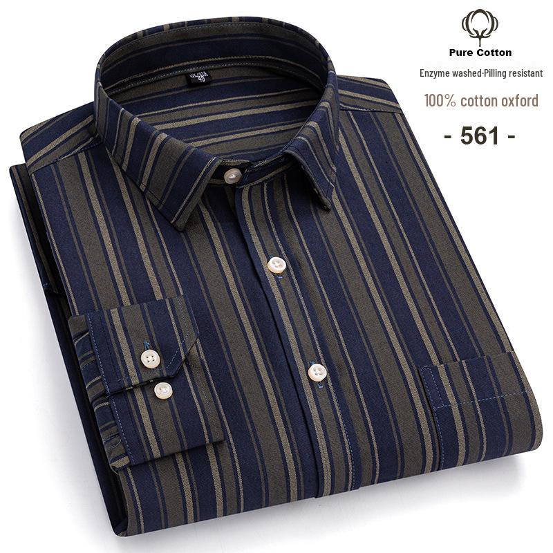 Men's Plus Size Plaid Oxford Cotton Long-Sleeve Shirt
