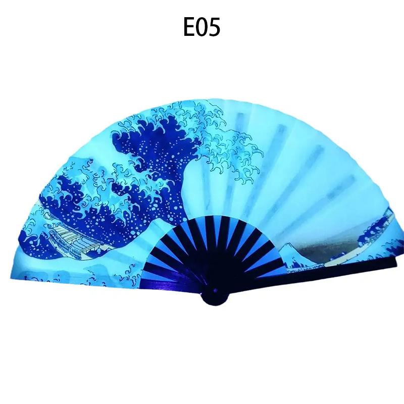 33cm Large Fluorescent Folding Hand Rave Fan Creative Print Music Festival Colorful Fan Wedding Party Spanish Dance Fan Gifts