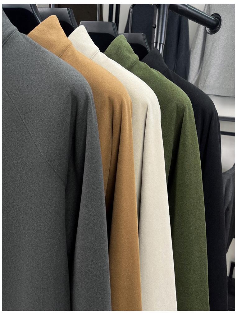 Men's Heavyweight Fleece-Lined Hoodie with Stand Collar, Half-Zip, and Thick Fabric; Solid Color Autumn/Winter Style.