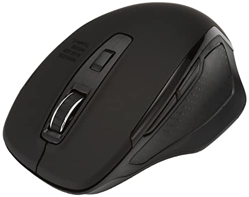 Sanwa Supply Silent Wireless Blue LED Mouse with Type-C and A Connectors, Large, 5 Buttons, MA-WBLC169BK