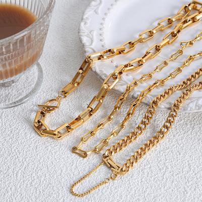 Acciaio Inossidabile 316L Colore Oro Catena Geometrica Collane Bracciali Per Donna Ragazza Nuovo Set di Gioielli Che Non Sbiadisce
