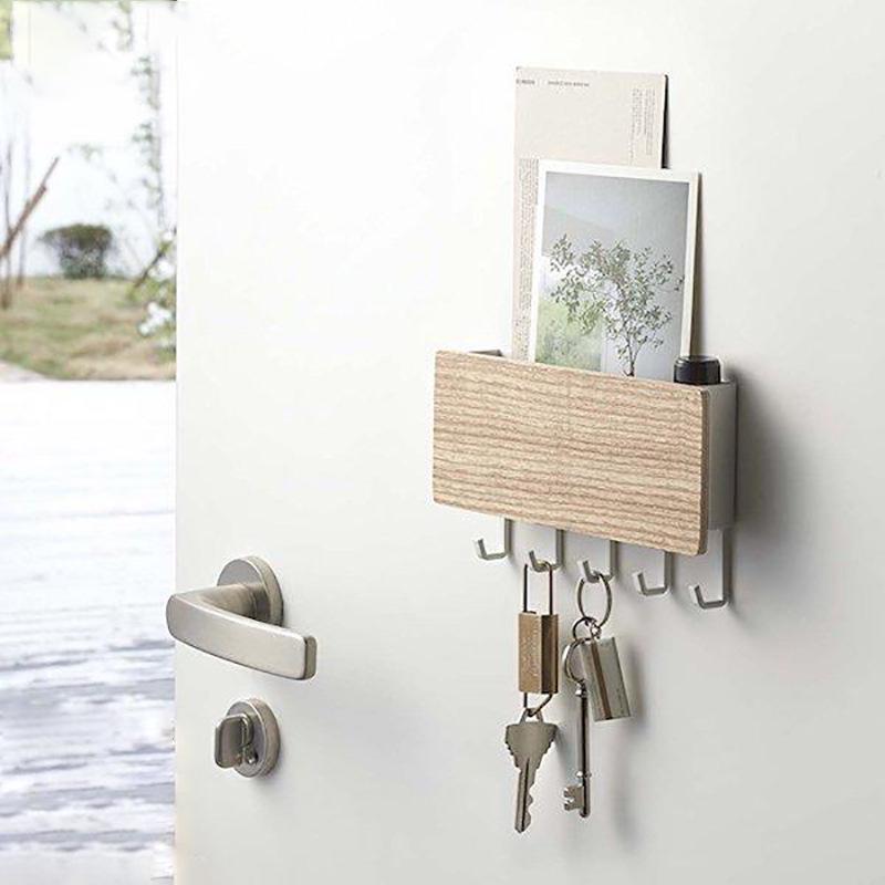 Japanese Wall-Mounted Key Holder and Storage Rack, Punch-Free Multifunctional Shelf