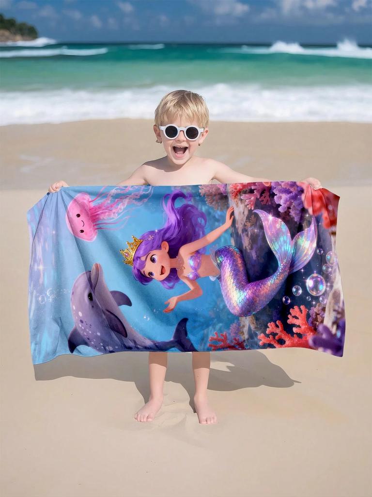 Zeemeermin Dolfijn Strandlaken, Microvezel Zacht Absorberend Sneldrogend, Extra Groot voor Strand Zwembad Reizen, Onderwater Oceaan Print Laken