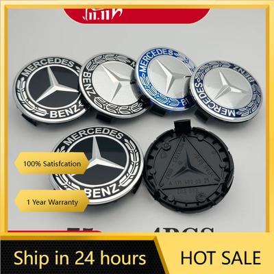 C200 E200 New For Mercedes Benz 4PCS 75mm Car Wheel Center Logo Hub Cover For Mercedes Benz W204 205 A B C E S CLA CLK ML GLK GL