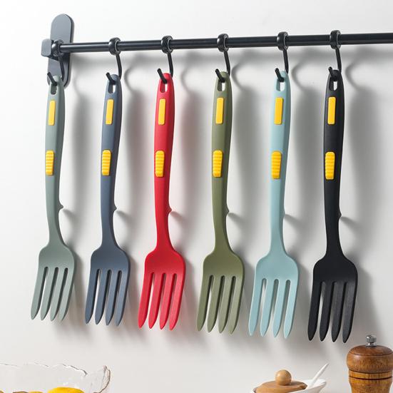 Salad Fork Flexible Food Grade Anti-scalding Silicone Dessert Pasta Fruit Whisking Fork Cooking Utensil for Daily Use