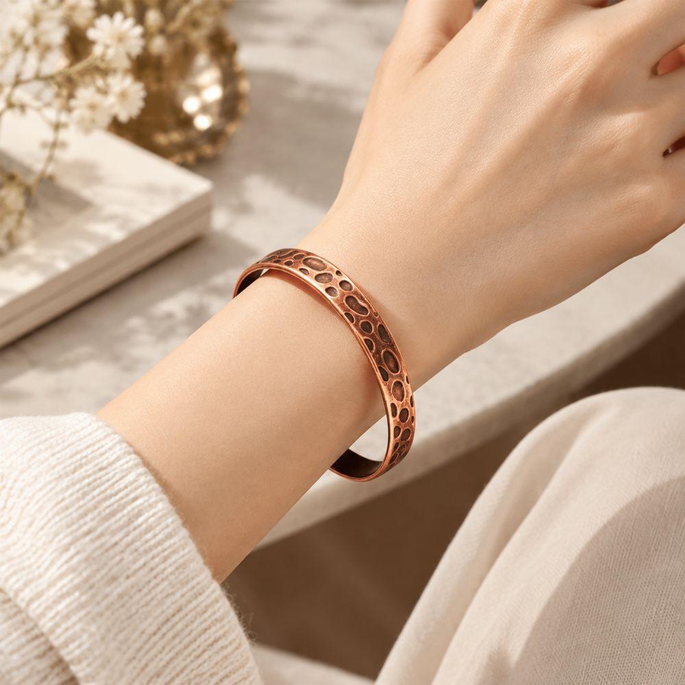4PCs Pure Copper Cuff Bracelet Adjustable Bangle Jewelry Stylish Copper Bracelet  for Men and Women