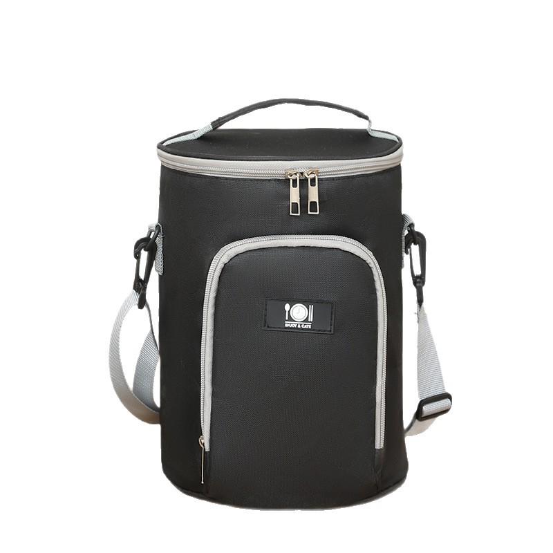 Round Insulated Oxford Cloth Lunch Bag - Aluminum Foil Lined Handbag for Students & Office Workers