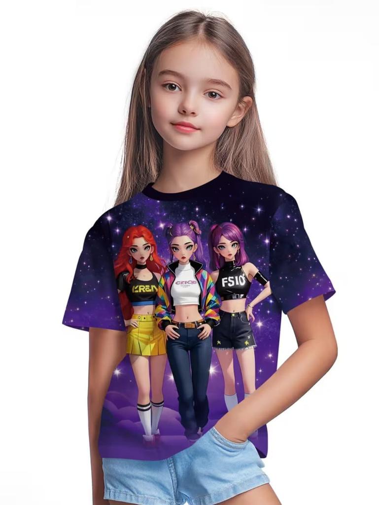 Kpop Cartoon Print Grafik Kinder T-Shirts Lustiges Geschenk für Fans Harajuku T-Shirts Sommer Oberteile Kurzarm Oberteile Kinderbekleidung
