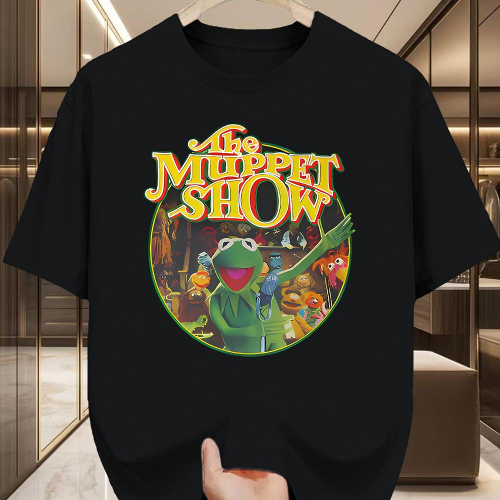 The Muppet Show Vintage TShirt Retro Cartoon Graphic Tee Kermit The Frog Gonzo Rizzo The Rat Dark Green Retro TV Show Design XL