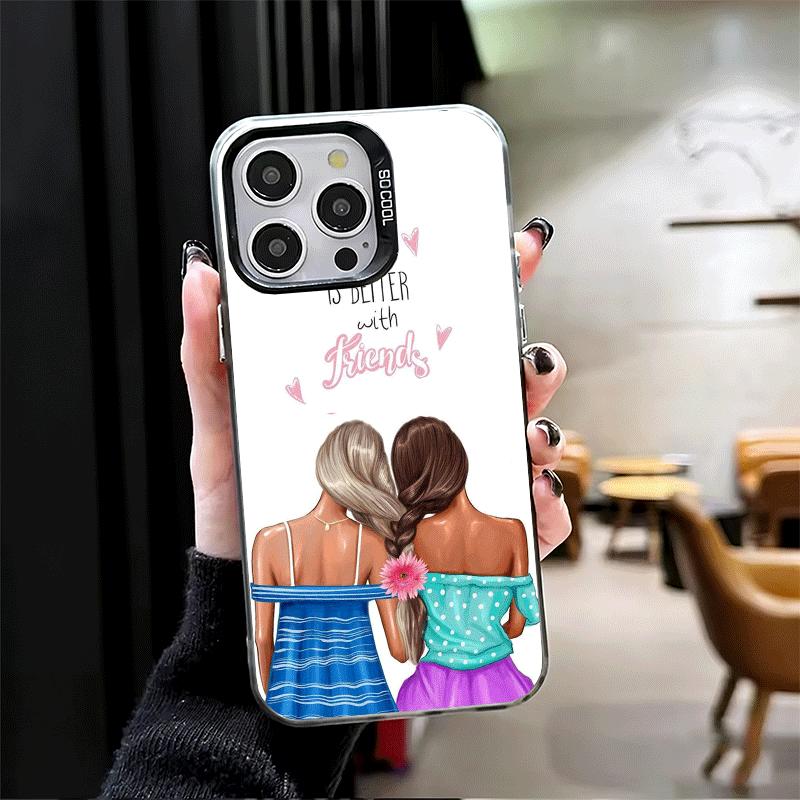 Best Friends Forever Girls Soft Phone Case for iPhone 15 16 17 Pro Max 17Air 16E 14 Plus 13 12 Mini Shockproof Cover Back Shell