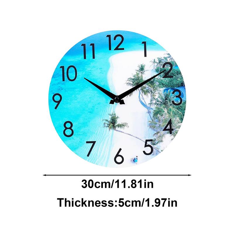 Kitchen Wall Clock 12-Inch Silent Round Wood Analog Clock Battery Operated Aesthetic Room Decor For Bedroom Kitchen Bathroom