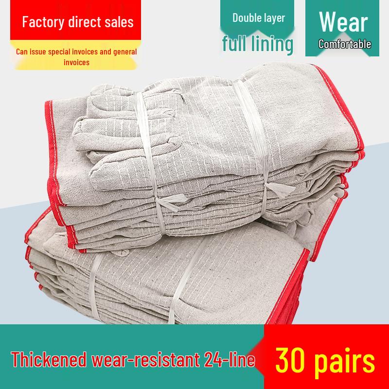 Heavy-Duty Anti-Slip Canvas Work Gloves – Durable, Double-Layer Protection for Construction and Welding