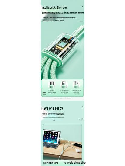 3-in-1 Fast Charging Cable for Apple, Huawei, Xiaomi Devices