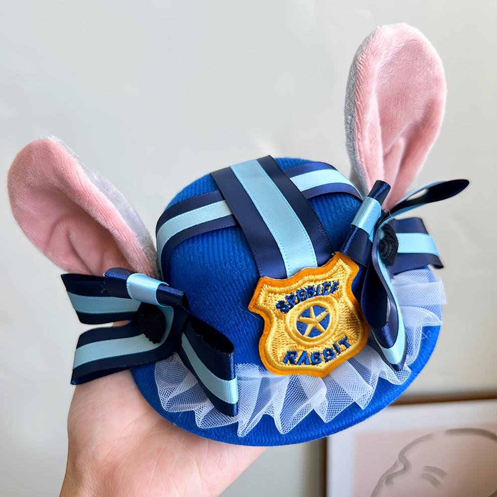 

Sheriff Cap Featuring Bendable Bunny Ear Movie Cosplay Costume Attachment Spooky Holiday Costume Celebration Anime Rabbit Police Officer Headwear