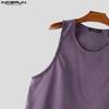 INCERUN Men Round Neck Sleeveless Tassel Hem Casual Loose Tank Tops