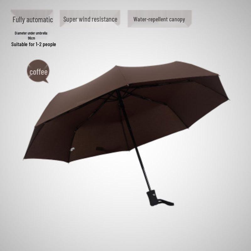 Men's Extra Large Solid Color Automatic Folding Umbrella - Self-Opening & Closing, Three-Fold Design, Sun & Rain Protection, Ideal for Business.