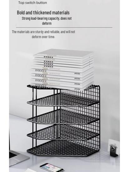 Large Metal Desk Organizer: File Shelf & Storage Box for Office Archives