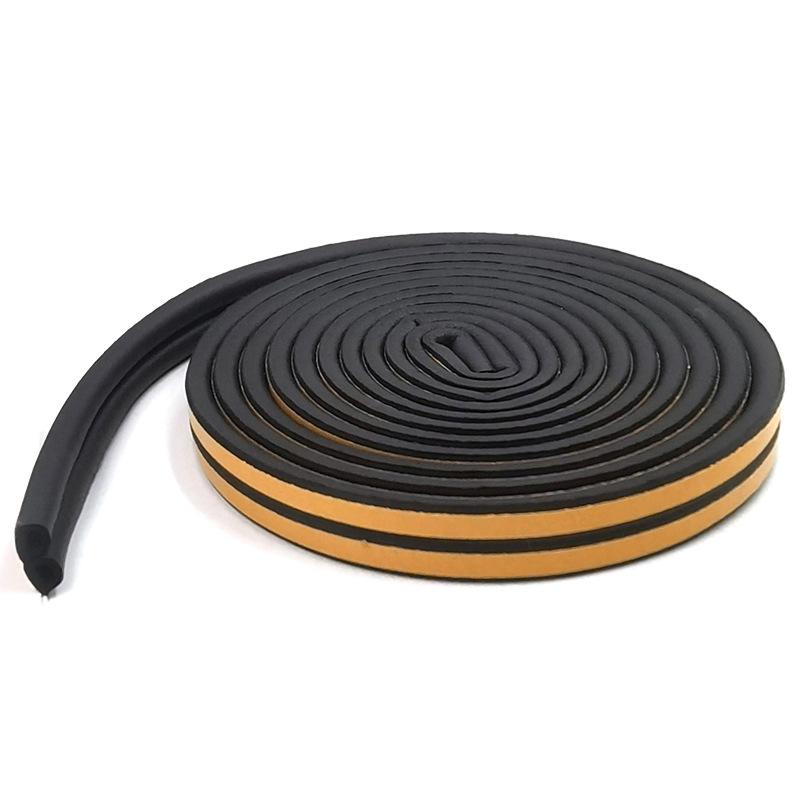 Самоклеящаяся оконная уплотнительная лента - D-образная пластико-стальная оконная уплотнительная лента для дверного зазора - Противоударная резиновая лента для дверной рамы 6m чёрный