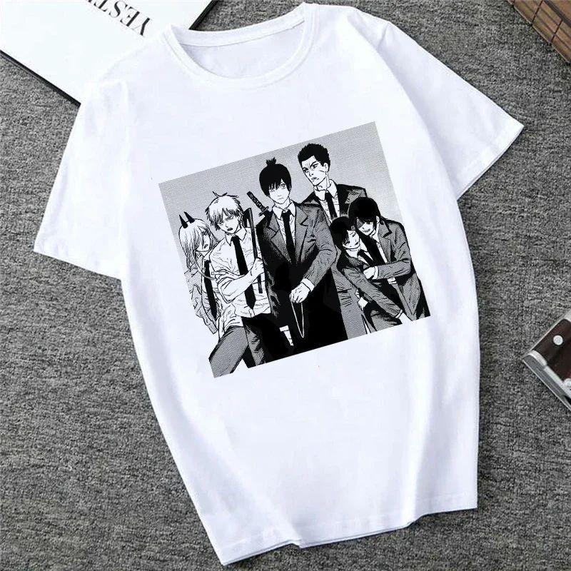 Harajuku Tops Anime Tshirt Unisex Chainsaw Men T Shirt Women Funny Cartoon Pochita Makima T-shirt Graphic Tees Tops Female 90