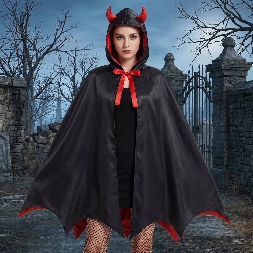 Bow Gothic Costume Cape Washable Durable Witch Cape Funny Halloween Hooded Cloak Princess