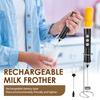 Handheld Electric Milk Frother with 2 Heads, Coffee Whisk Foam Mixer with USB Rechargeable 3 Speeds, Foam Maker Blender