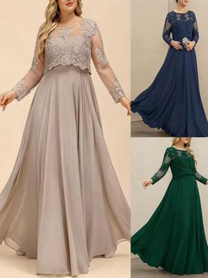 Elegantes Spitzen-Patchwork-Schmal geschnittenes Partykleid für Damen in Übergröße