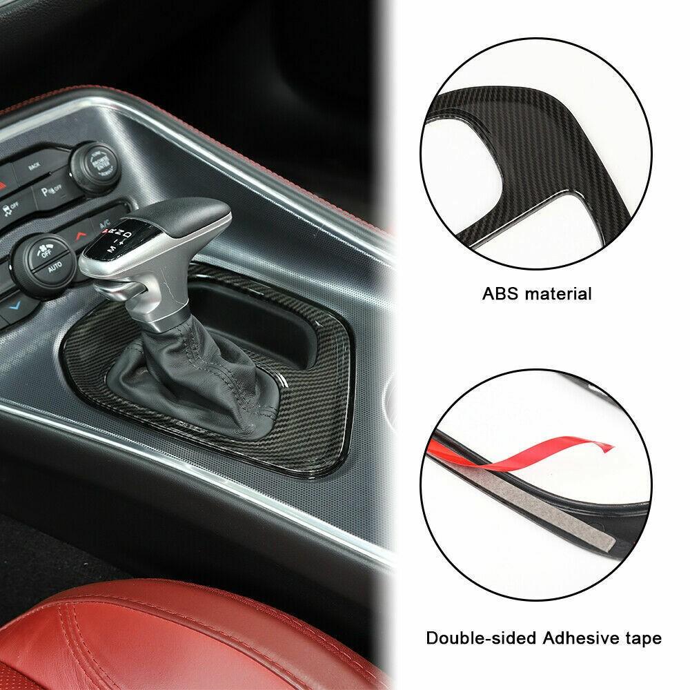 Carbon Fiber Grain Inner Gear Shift Panel Cover Trim For Dodge Challenger 2015+