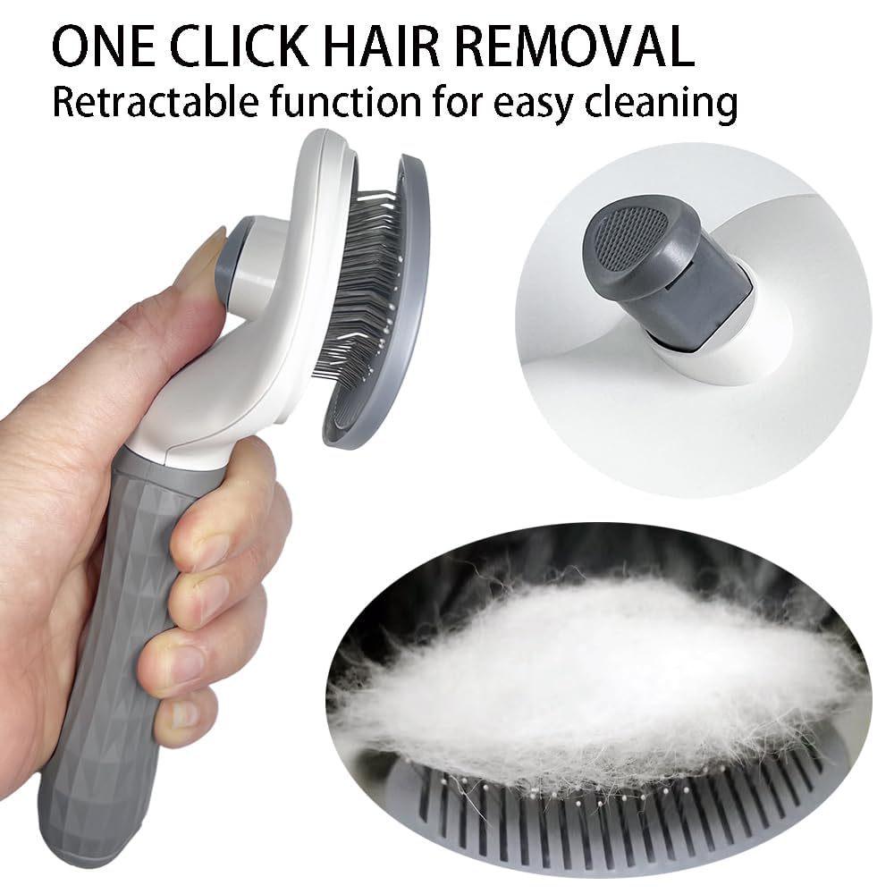 Stainless Steel Pet Shedding Comb for Cats & Dogs - Detangling Slicker Brush with Fine Teeth