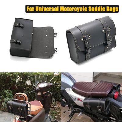 Black/two-tone Motorcycle Saddle Bags PU Leather Side Tool Tail Bag Luggage Storage Pouch Universal For