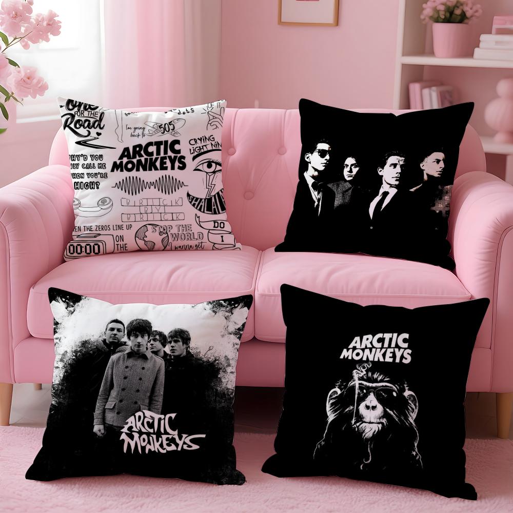 Cushion Cover Plush Fabric Soft Double-Sided Printed Sofa Warm Winter Home Gift Pillow Cover A-Arctic M-Music Monkeys