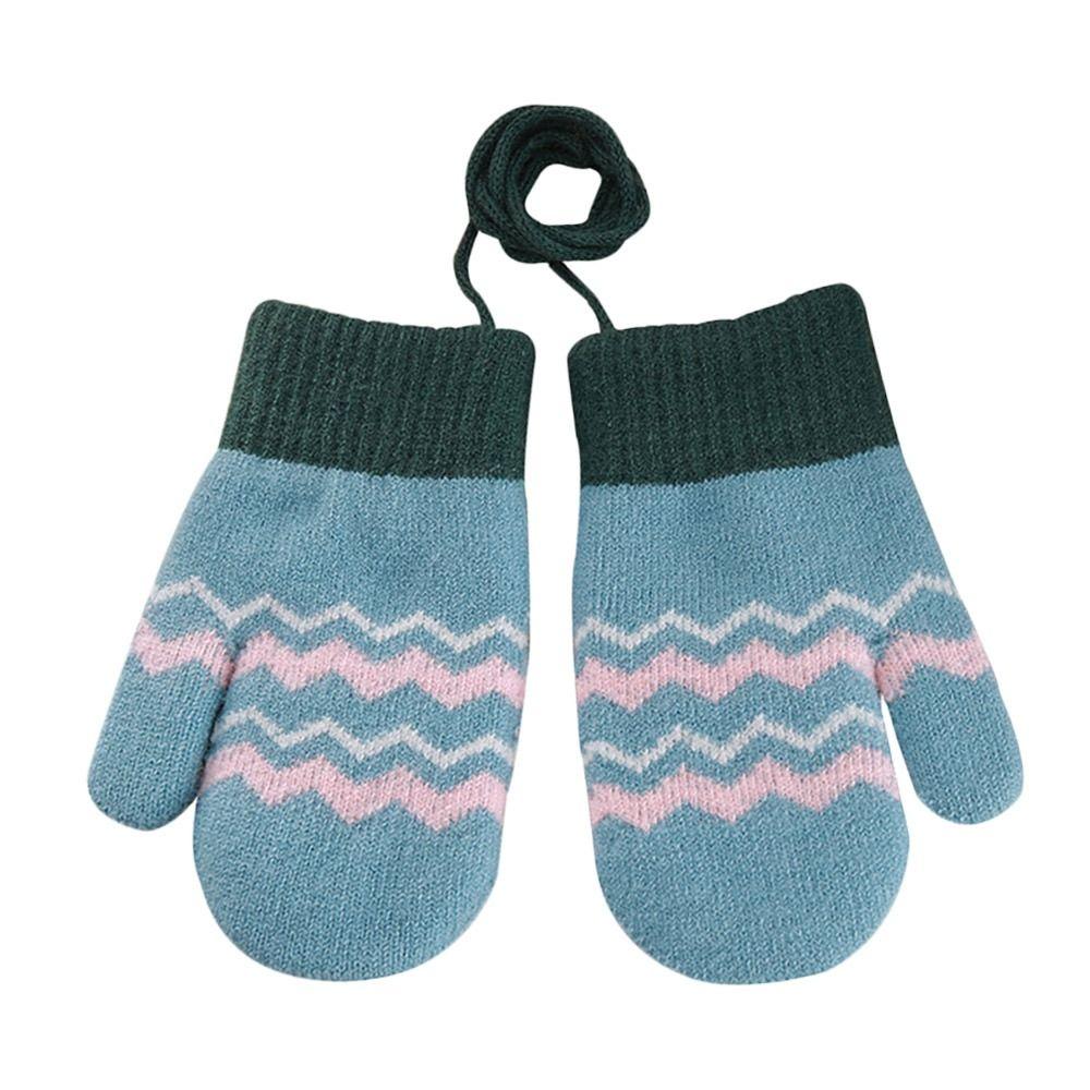 Warm Kids Winter Gloves Windproof Knitted Gloves Cute Children Mittens for 0-3 Years Old Toddler