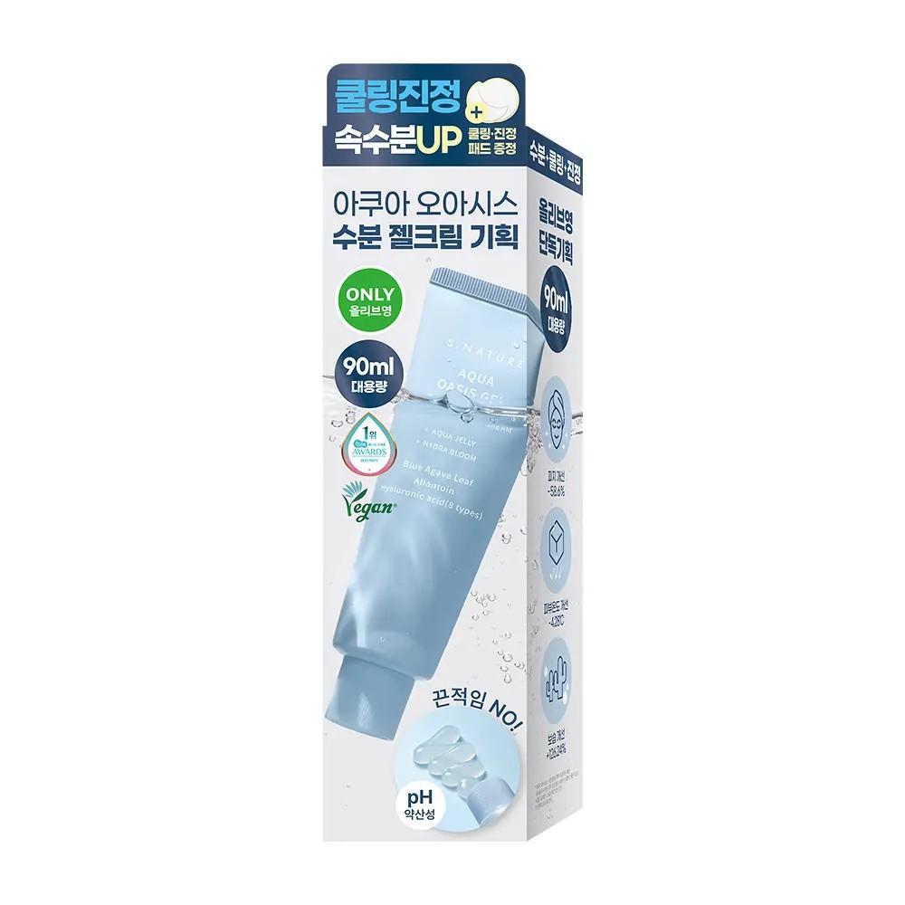S.NATURE Aqua Oasis Hydrating Gel Cream Refreshing Moisture 90ml Special Set (+Calming Pads 2pcs)
