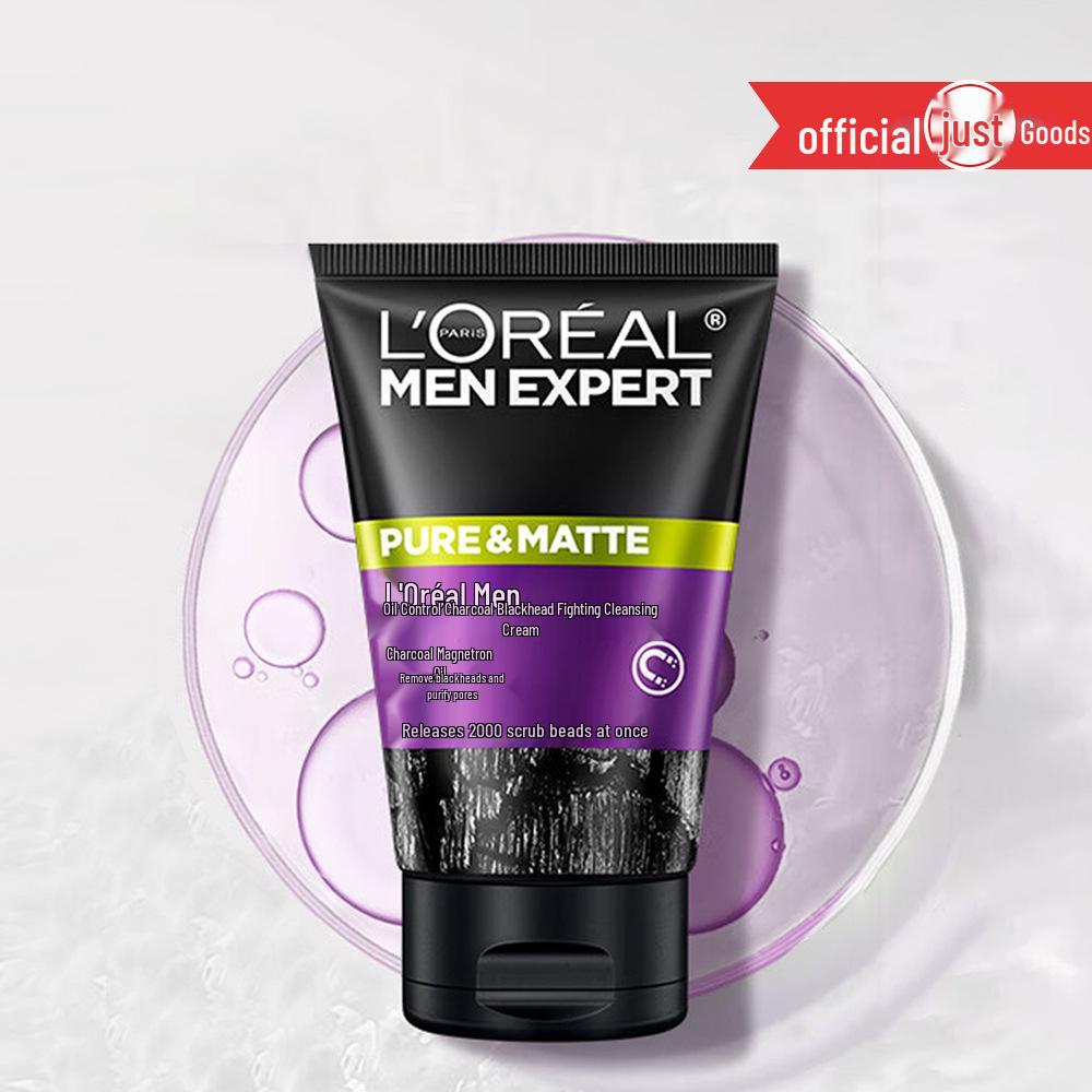 L'Oréal Men Oil Control Charcoal Cleanser 100ml - Refreshing Volcanic Rock Moisturizer