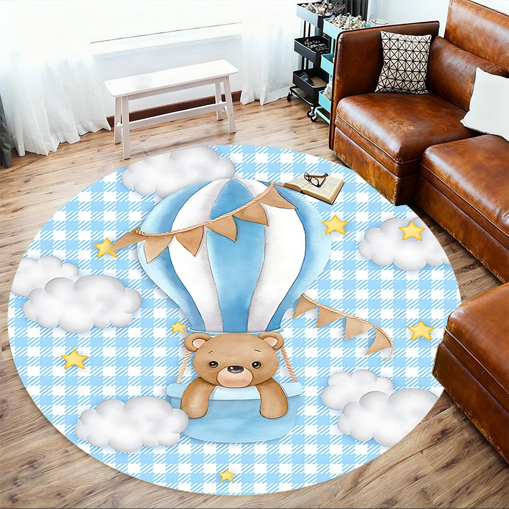 1pc Bear Balloon Round Chair mat Area Rug - Non-Slip, Floor Mat for Office, Bedroom, and Indoor Decor c1125160