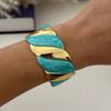 KMVEXO Blue Tones Y2K Vintage Imitation Enamel Irregular Geometry Open Bangle Women Bracelet Jewelry Man Trendy Party Aesthetic